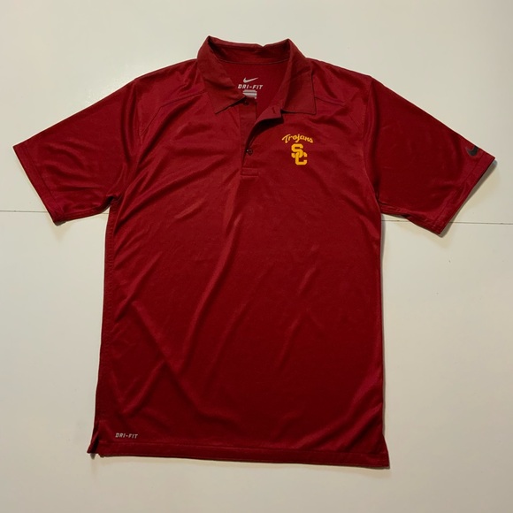 Nike Dri Fit Sportswear USC Trojans Football Logo Performance Polo Shirt - Picture 1 of 10